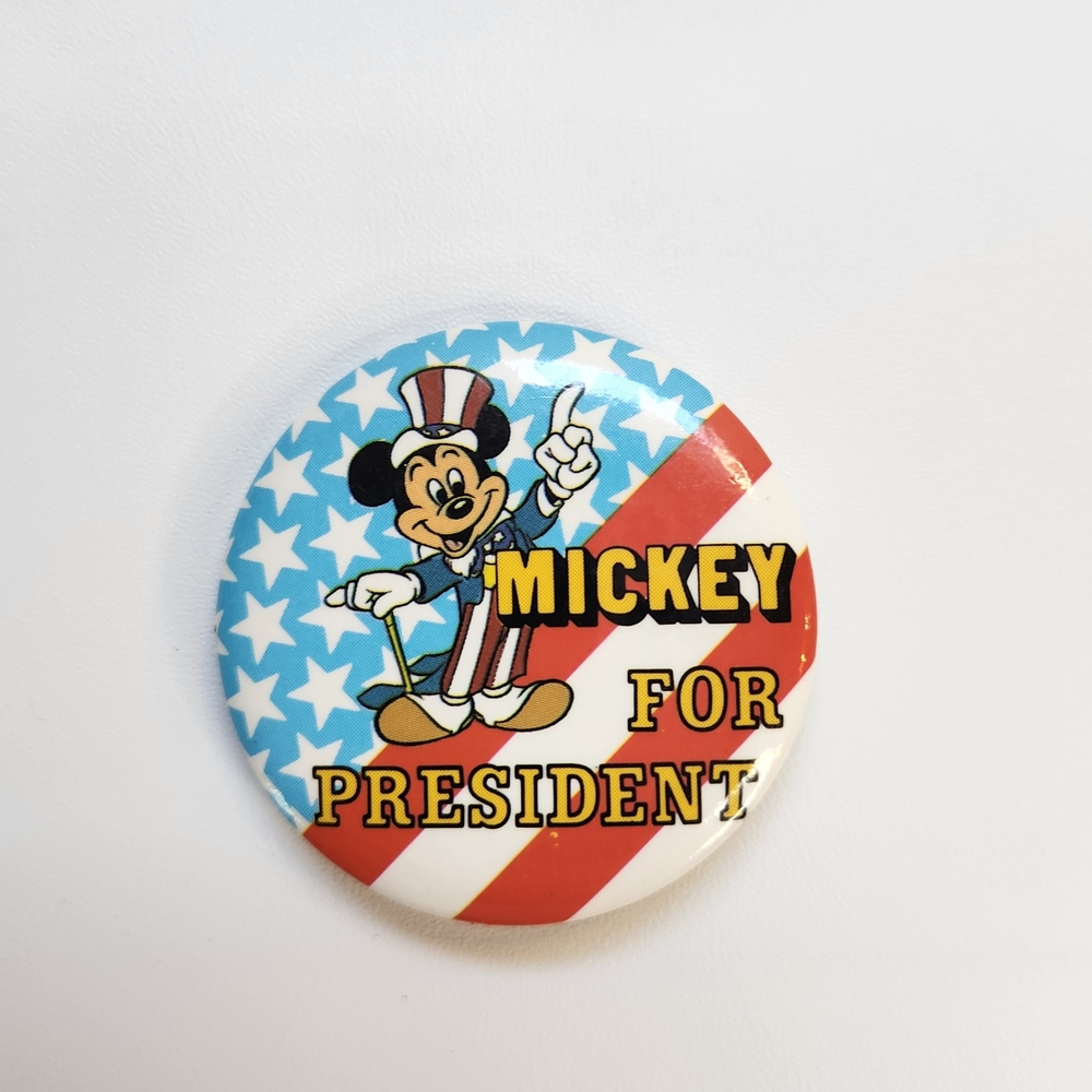 Disney Mickey for President Button - Red, Blue, White